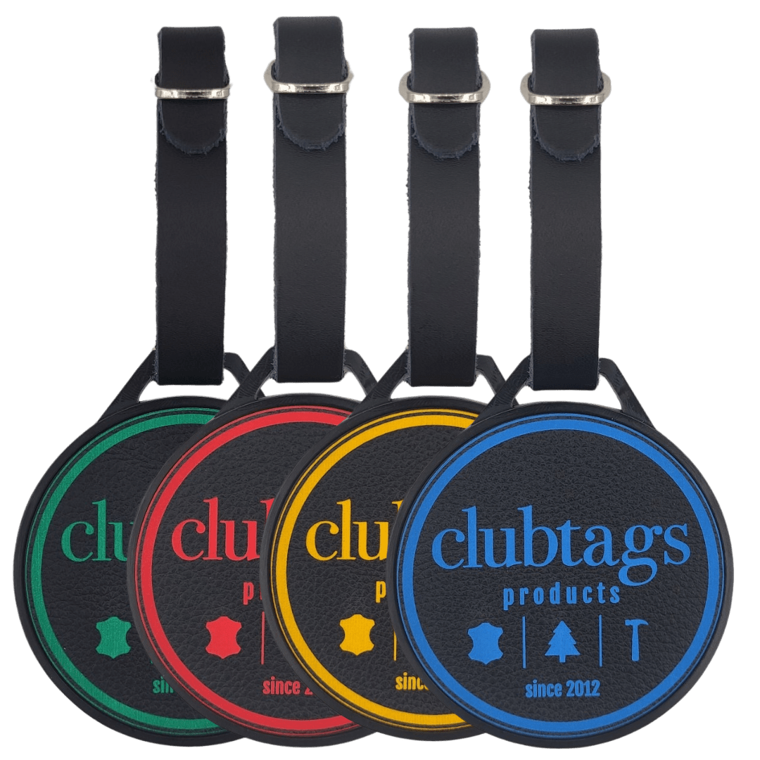 LeatherLine clubtags Golf Bagtag aus Metall mit Lederlogo